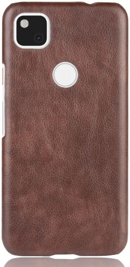 Google Pixel 4A Hoesje Litchi Skin Back Cover Bruin afbeelding 1