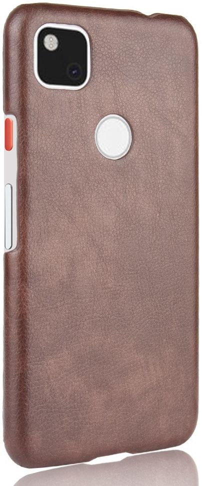 Google Pixel 4A Hoesje Litchi Skin Back Cover Bruin afbeelding 4