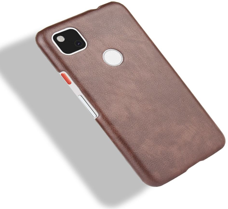 Google Pixel 4A Hoesje Litchi Skin Back Cover Bruin afbeelding 5