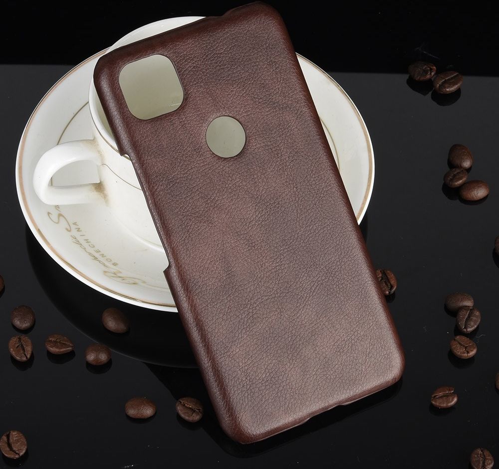 Google Pixel 4A Hoesje Litchi Skin Back Cover Bruin afbeelding 3