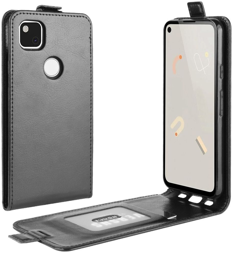 Google Pixel 4A Hoesje Verticale Flip Case Zwart afbeelding 1