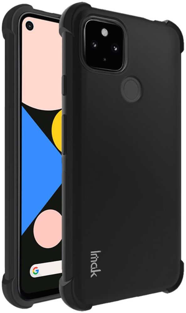 IMAK Google Pixel 5 Hoesje Dun TPU met Screenprotector Metaal Zwart afbeelding 1