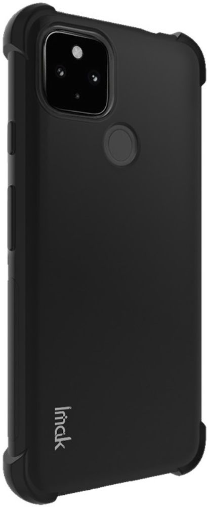IMAK Google Pixel 5 Hoesje Dun TPU met Screenprotector Metaal Zwart afbeelding 3