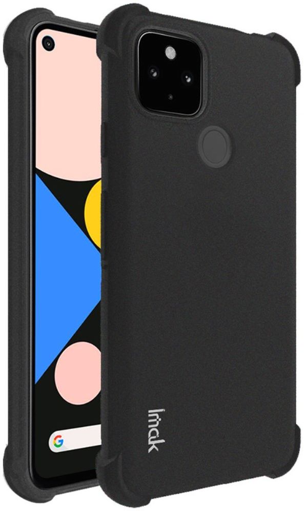 IMAK Google Pixel 5 Hoesje Dun TPU met Screenprotector Matte Zwart afbeelding 1
