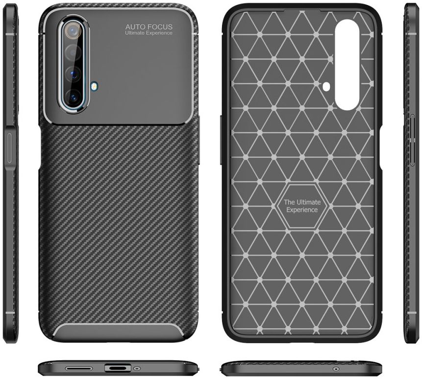 Realme X50 Hoesje Siliconen Carbon TPU Back Cover Zwart afbeelding 13