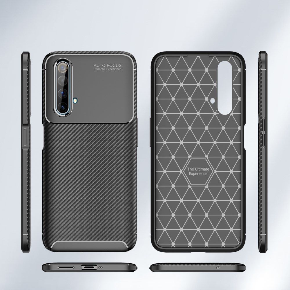 Realme X50 Hoesje Siliconen Carbon TPU Back Cover Zwart afbeelding 7