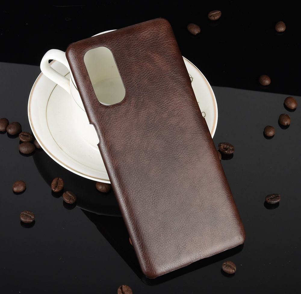 Oppo Reno 4 5G Hoesje met Lychee Kunstleer Coating Bruin afbeelding 5