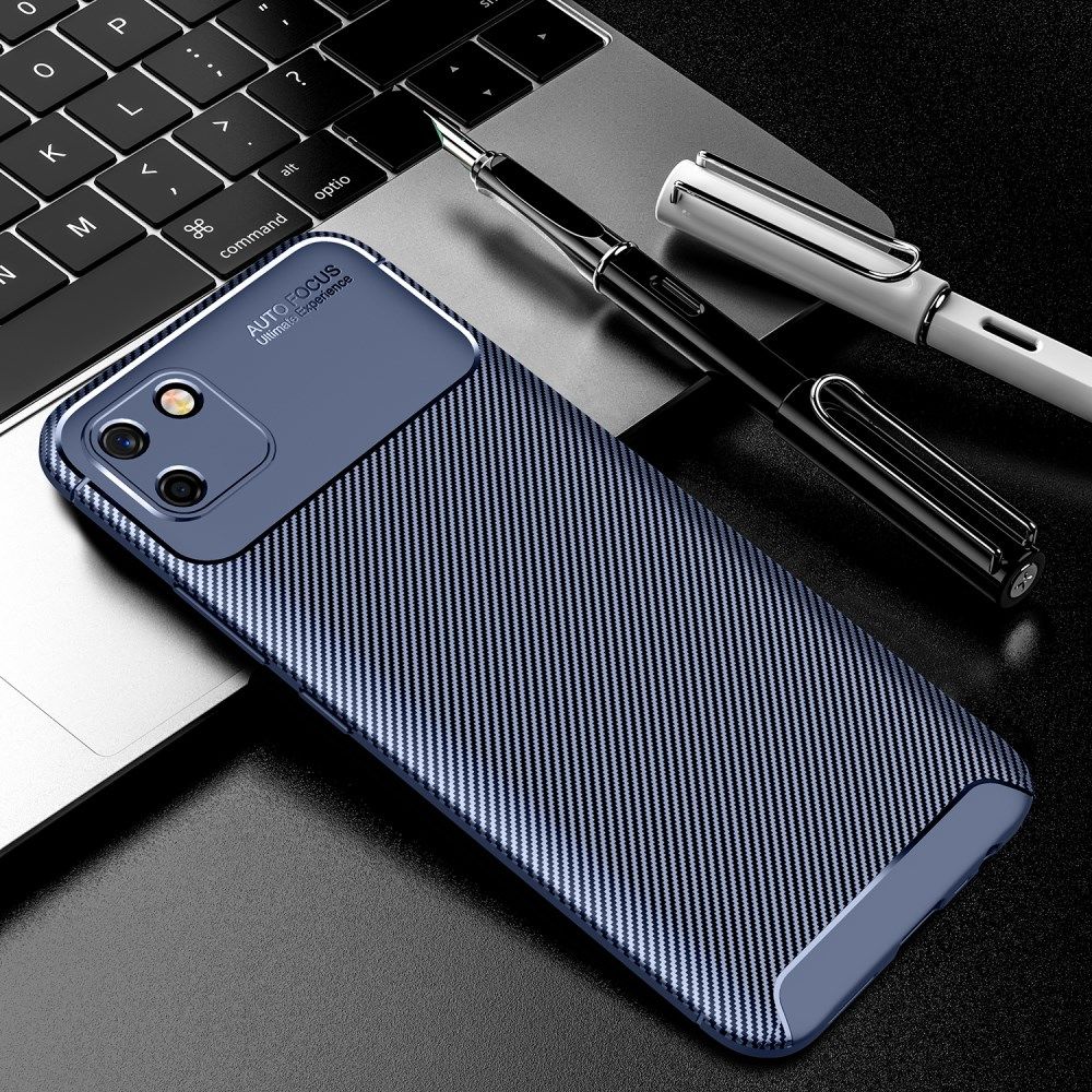 Realme C11 Hoesje Siliconen Carbon TPU Back Cover Blauw afbeelding 2