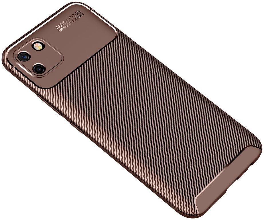 Realme C11 Hoesje Siliconen Carbon TPU Back Cover Bruin afbeelding 4