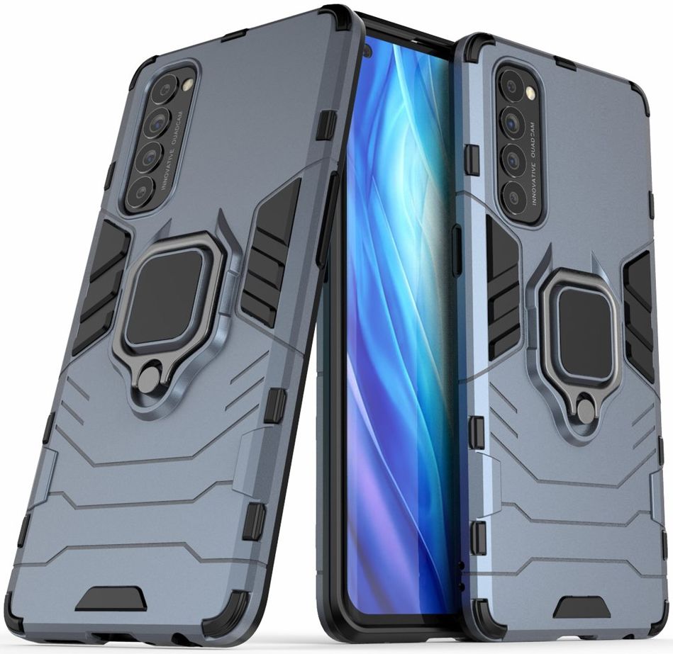 Oppo Reno 4 Pro 4G Back Cover Hoesje Kickstand Ring Blauw afbeelding 2