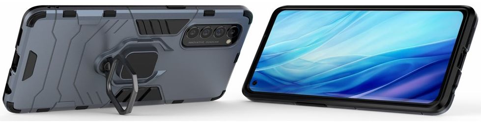 Oppo Reno 4 Pro 4G Back Cover Hoesje Kickstand Ring Blauw afbeelding 4