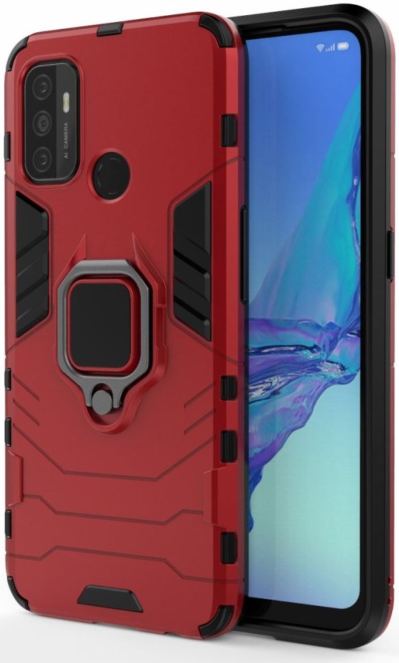 Oppo A53 / A53S Hybride Hoesje met Ring Rood afbeelding 1