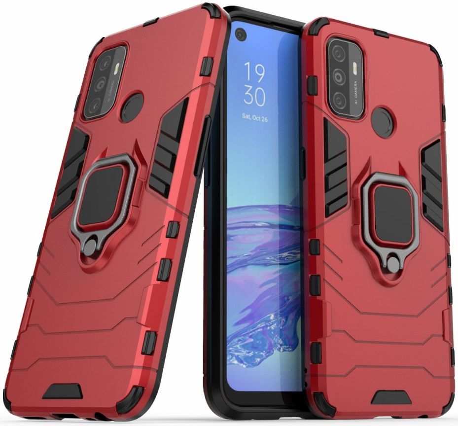 Oppo A53 / A53S Hybride Hoesje met Ring Rood afbeelding 2