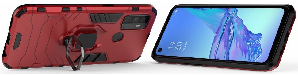 Oppo A53 / A53S Hybride Hoesje met Ring Rood afbeelding 3