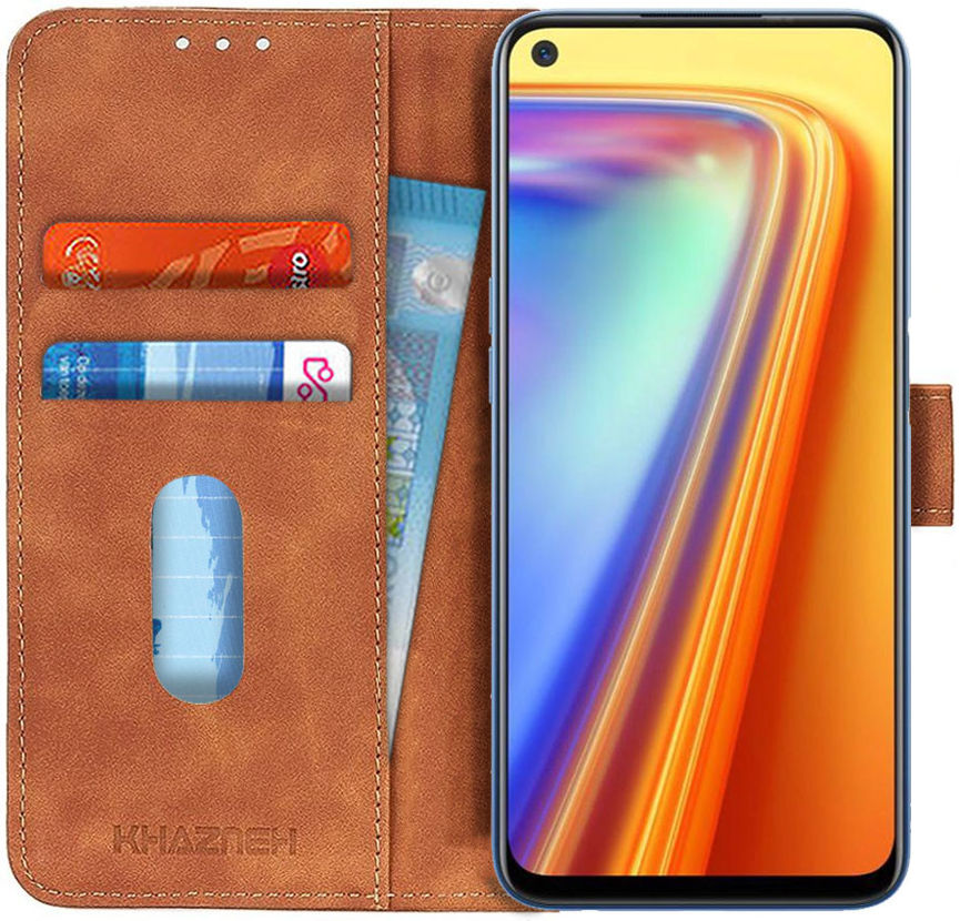 Realme 7 Hoesje Retro Wallet Book Case Lichtbruin afbeelding 1