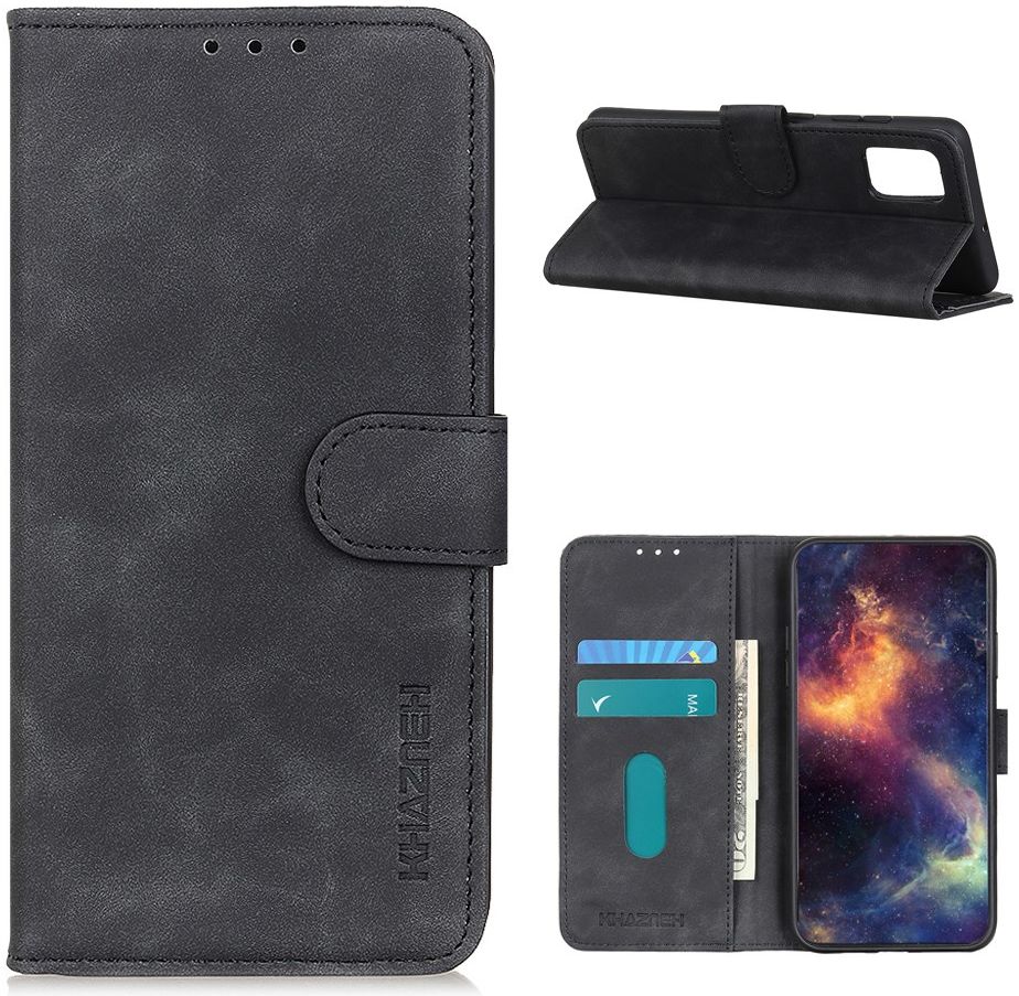 KHAZNEH Realme 7 Pro Hoesje Retro Wallet Book Case Zwart afbeelding 4