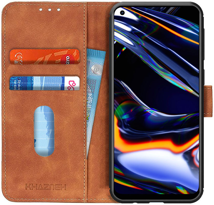 Realme 7 Pro Hoesje Retro Wallet Book Case Bruin afbeelding 1