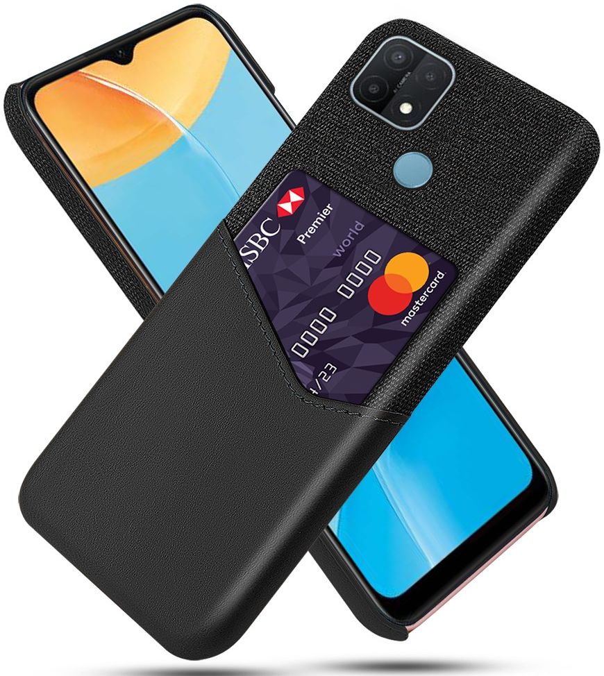 Oppo A15 Hoesje met Kaarthouder Back Cover Zwart afbeelding 1