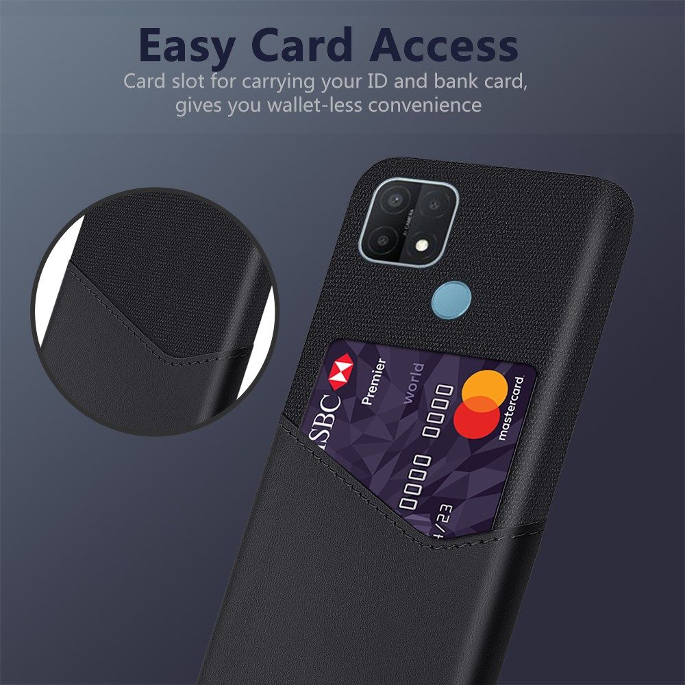 Oppo A15 Hoesje met Kaarthouder Back Cover Zwart afbeelding 3