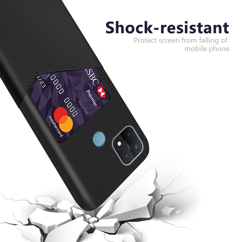 Oppo A15 Hoesje met Kaarthouder Back Cover Zwart afbeelding 4
