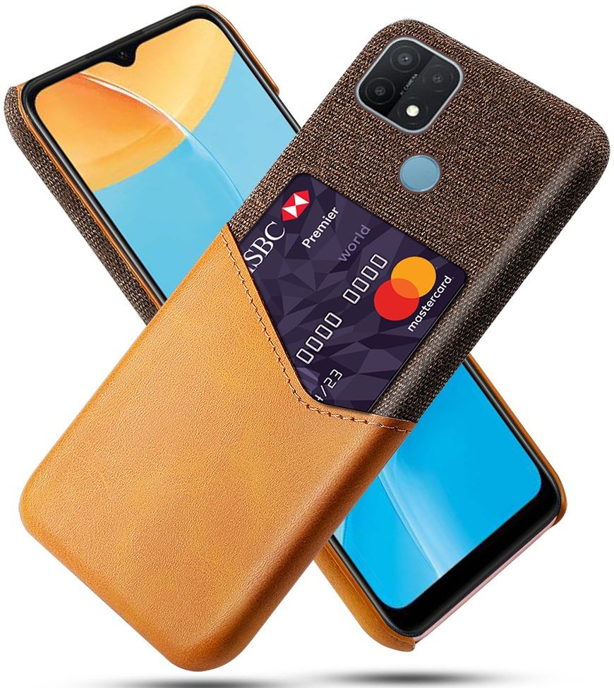 Oppo A15 Hoesje met Kaarthouder Back Cover Bruin afbeelding 1