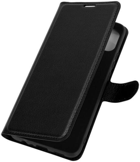 Oppo A15 Litchi Skin Portemonnee Hoesje Book Case Zwart afbeelding 2