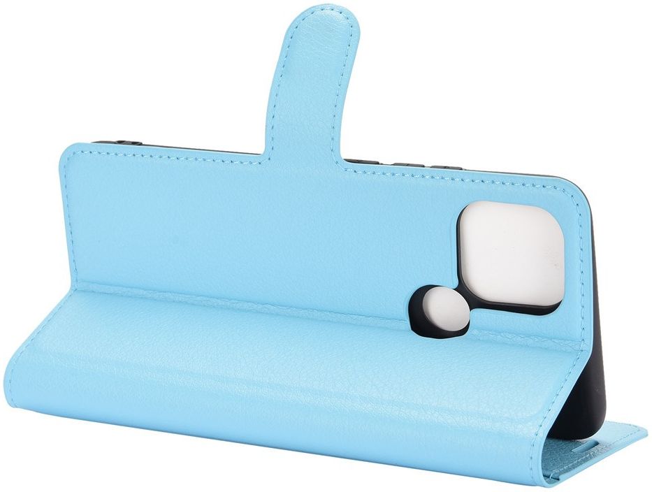 Oppo A15 Litchi Skin Portemonnee Hoesje Book Case Blauw afbeelding 5