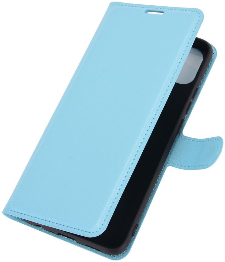 Oppo A15 Litchi Skin Portemonnee Hoesje Book Case Blauw afbeelding 2