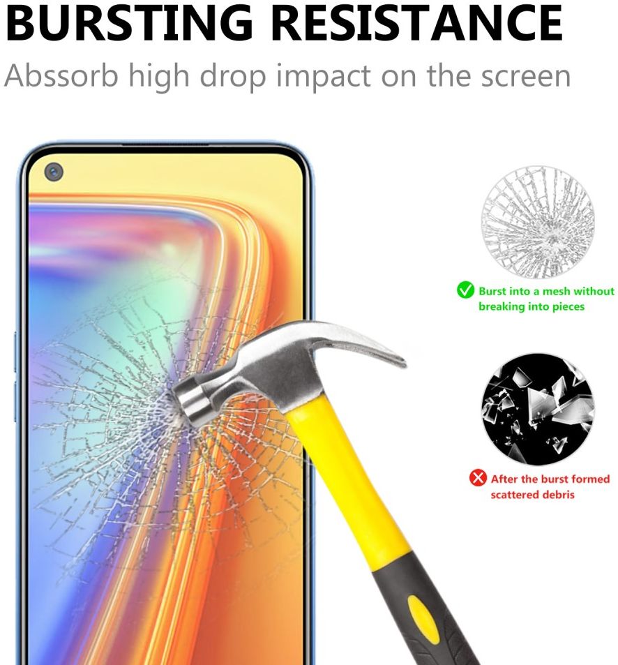 Realme 7 Full Glue 9H Arc Edge Tempered Glass Screenprotector Zwart afbeelding 2