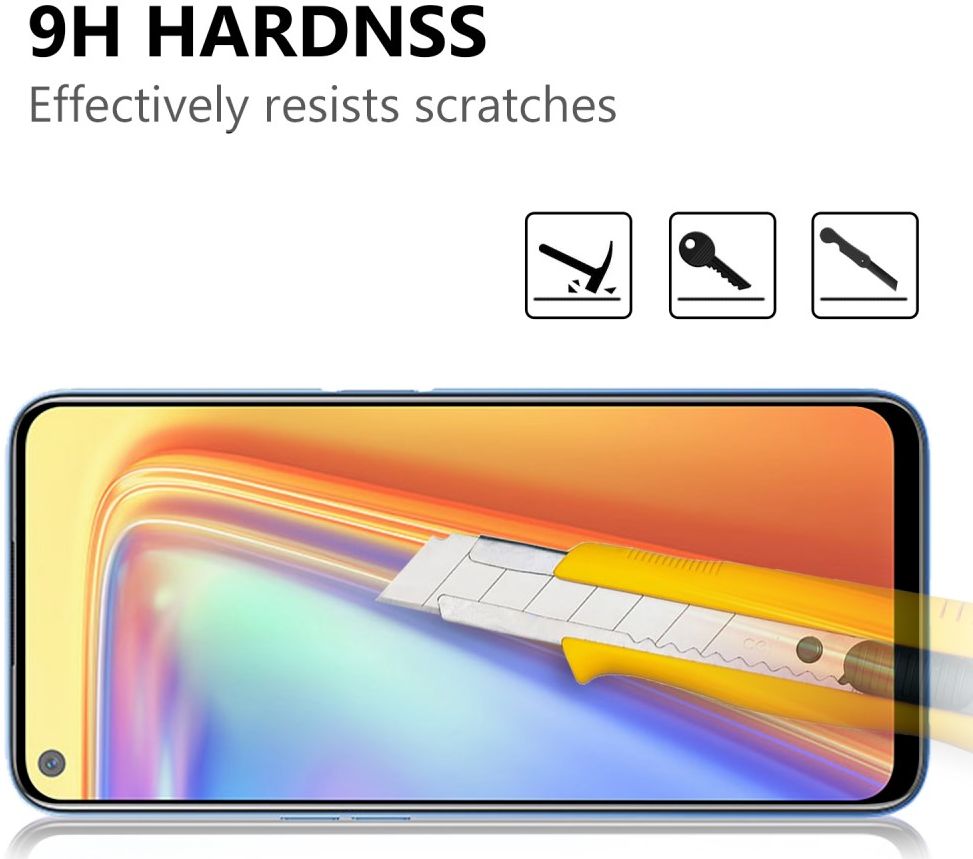 Realme 7 Full Glue 9H Arc Edge Tempered Glass Screenprotector Zwart afbeelding 3