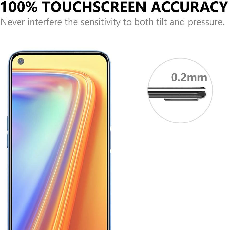 Realme 7 Full Glue 9H Arc Edge Tempered Glass Screenprotector Zwart afbeelding 6