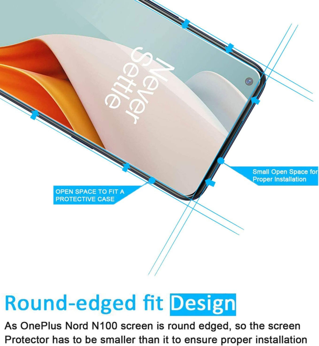 OnePlus Nord N100 0.3mm Arc Edge Tempered Glass Screenprotector afbeelding 3