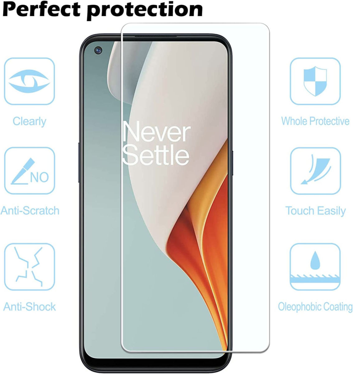 OnePlus Nord N100 Screenprotector Ultra Clear Display Folie afbeelding 2
