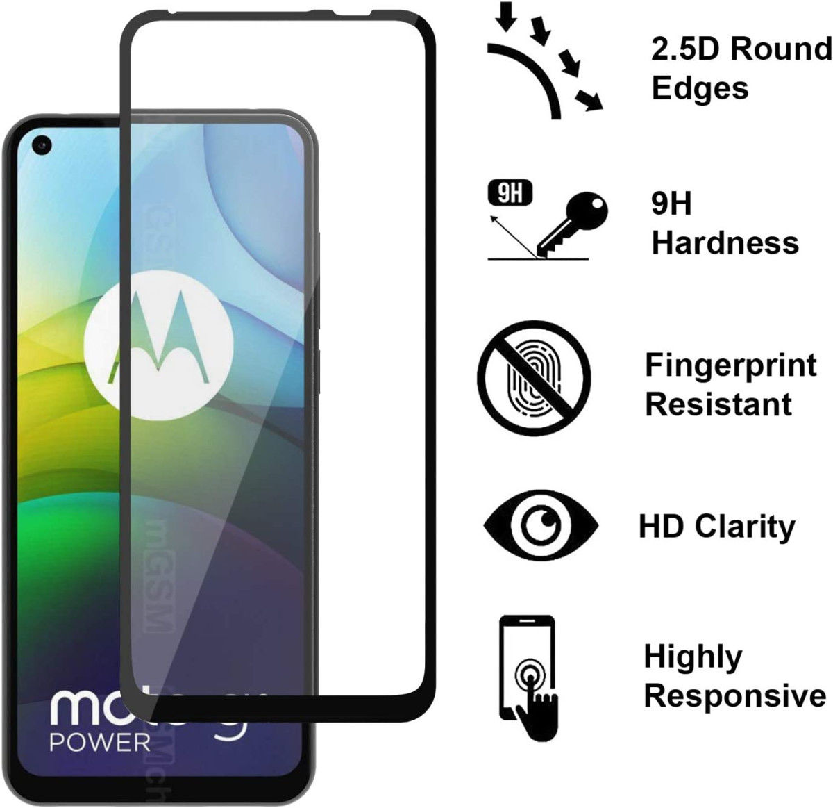 Motorola Moto G9 Power 0.3mm Arc Edge Tempered Glass Screenprotector afbeelding 2