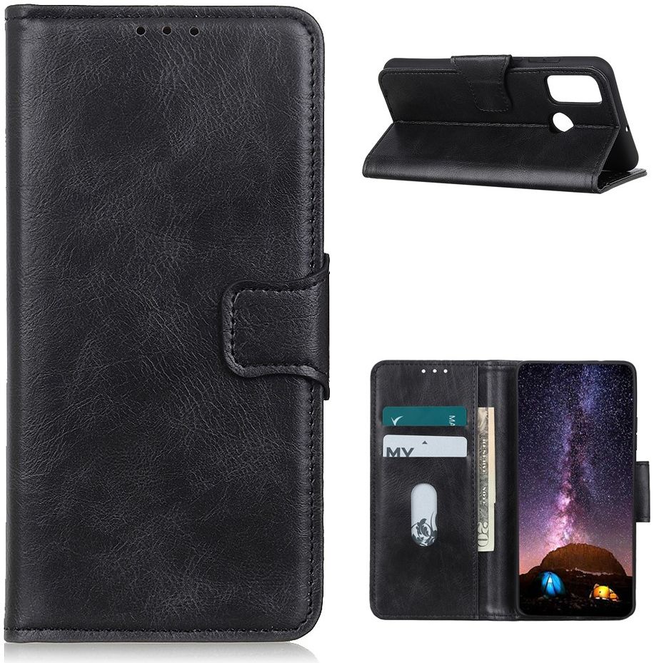 OnePlus Nord N100 Hoesje Portemonnee Crazy Horse Book Case Zwart afbeelding 3