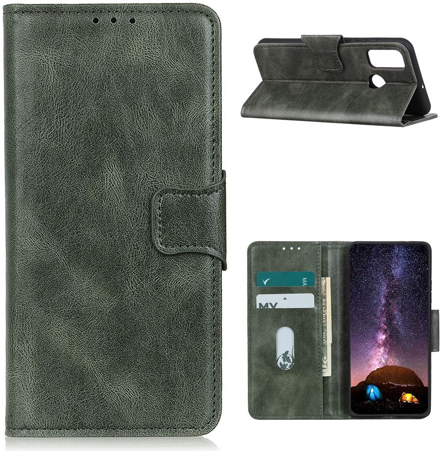 OnePlus Nord N100 Hoesje Portemonnee Crazy Horse Book Case Groen afbeelding 3