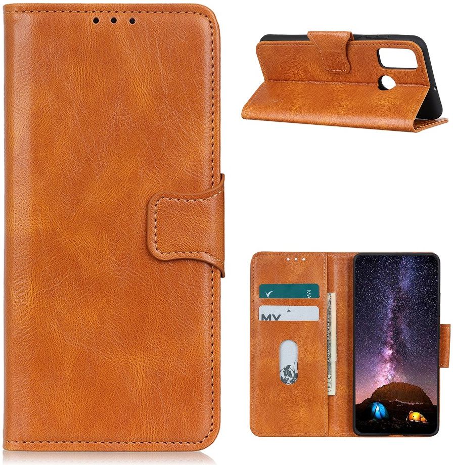 OnePlus Nord N100 Hoesje Portemonnee Crazy Horse Book Case Bruin afbeelding 3