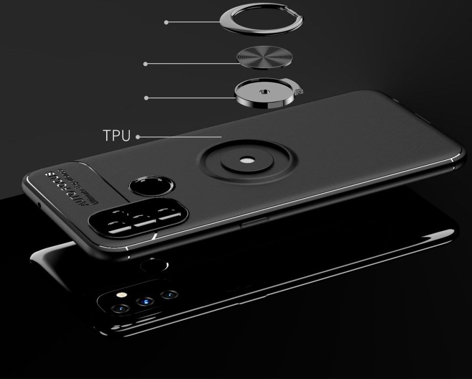 OnePlus Nord N100 Hoesje Metalen Magnetische Ring Kickstand Zwart afbeelding 7