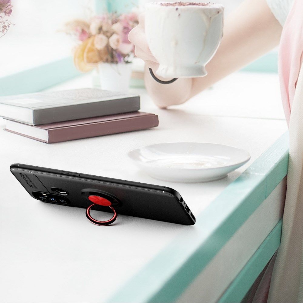 OnePlus Nord N100 Hoesje Metalen Magnetische Ring Kickstand Zwart afbeelding 9