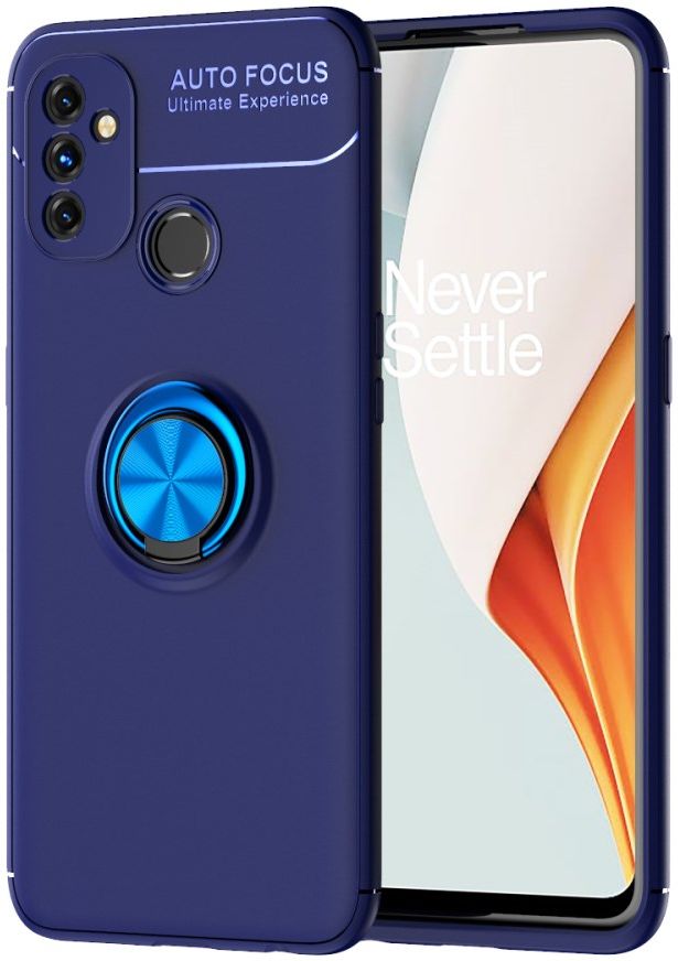 OnePlus Nord N100 Hoesje Metalen Magnetische Ring Kickstand Blauw afbeelding 1