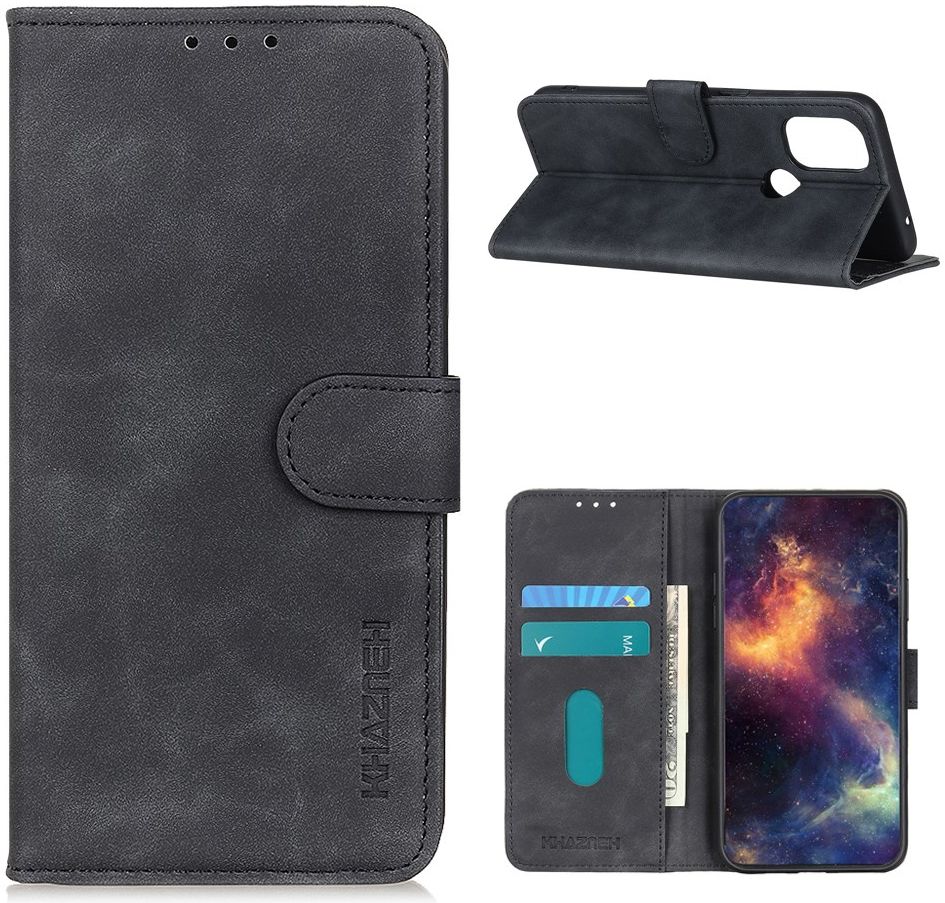 KHAZNEH OnePlus Nord N100 Hoesje Retro Wallet Book Case Zwart afbeelding 3