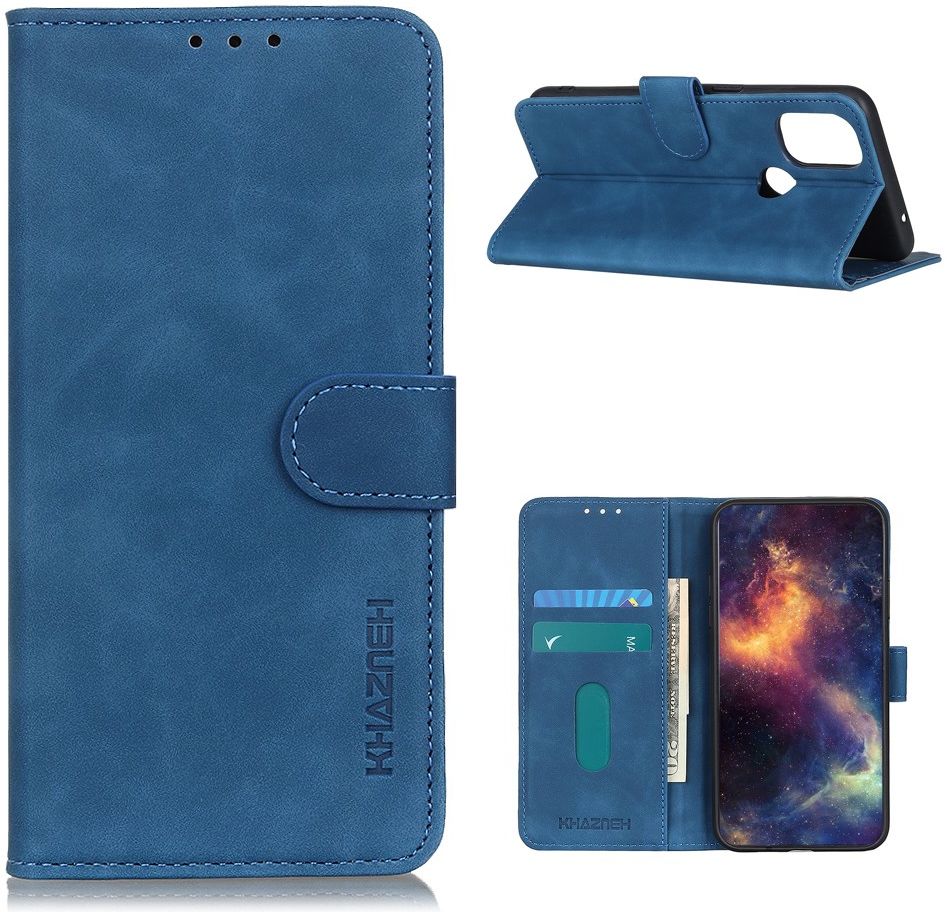 KHAZNEH OnePlus Nord N100 Hoesje Retro Wallet Book Case Blauw afbeelding 3