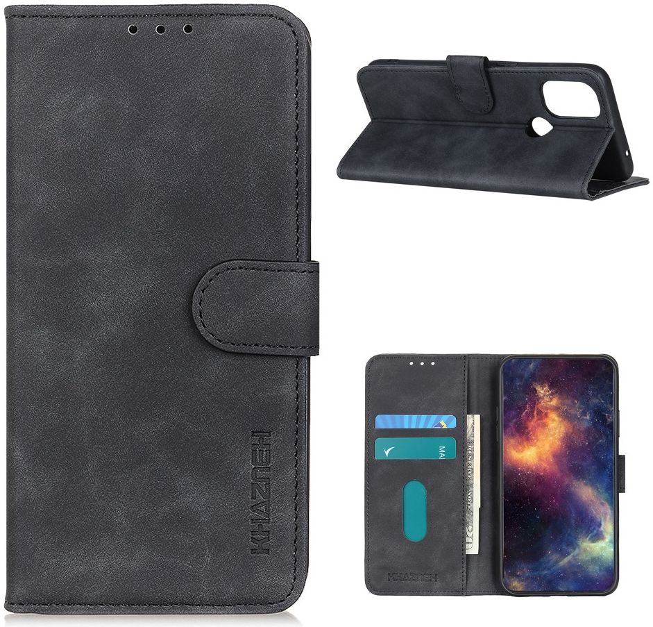 KHAZNEH OnePlus Nord N10 Hoesje Retro Wallet Book Case Zwart afbeelding 3