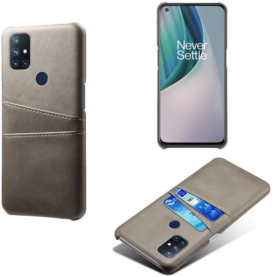 OnePlus Nord N10 Hoesje Back Cover met Kaarthouder Grijs afbeelding 3