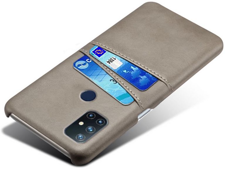 OnePlus Nord N10 Hoesje Back Cover met Kaarthouder Grijs afbeelding 2