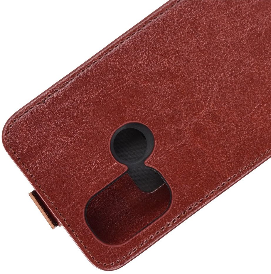 OnePlus Nord N100 Hoesje Verticale Flip Bruin afbeelding 3