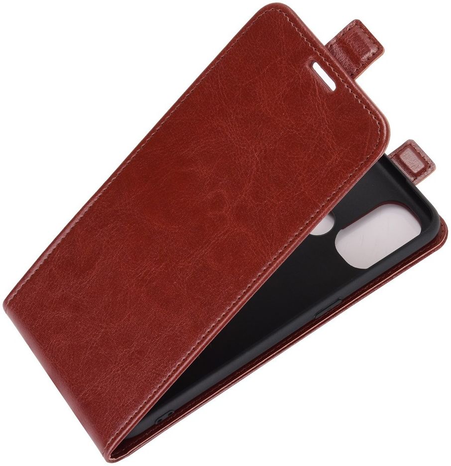 OnePlus Nord N100 Hoesje Verticale Flip Bruin afbeelding 1