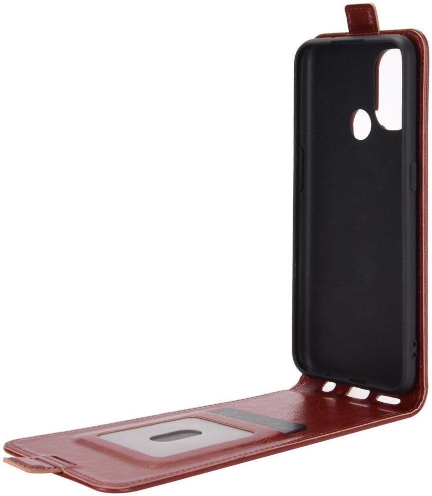 OnePlus Nord N100 Hoesje Verticale Flip Bruin afbeelding 7