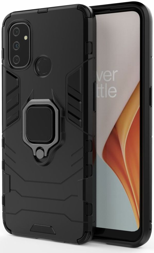 OnePlus Nord N100 Hoesje met Ring Kickstand Zwart afbeelding 1
