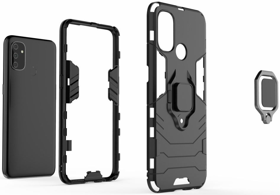 OnePlus Nord N100 Hoesje met Ring Kickstand Zwart afbeelding 6